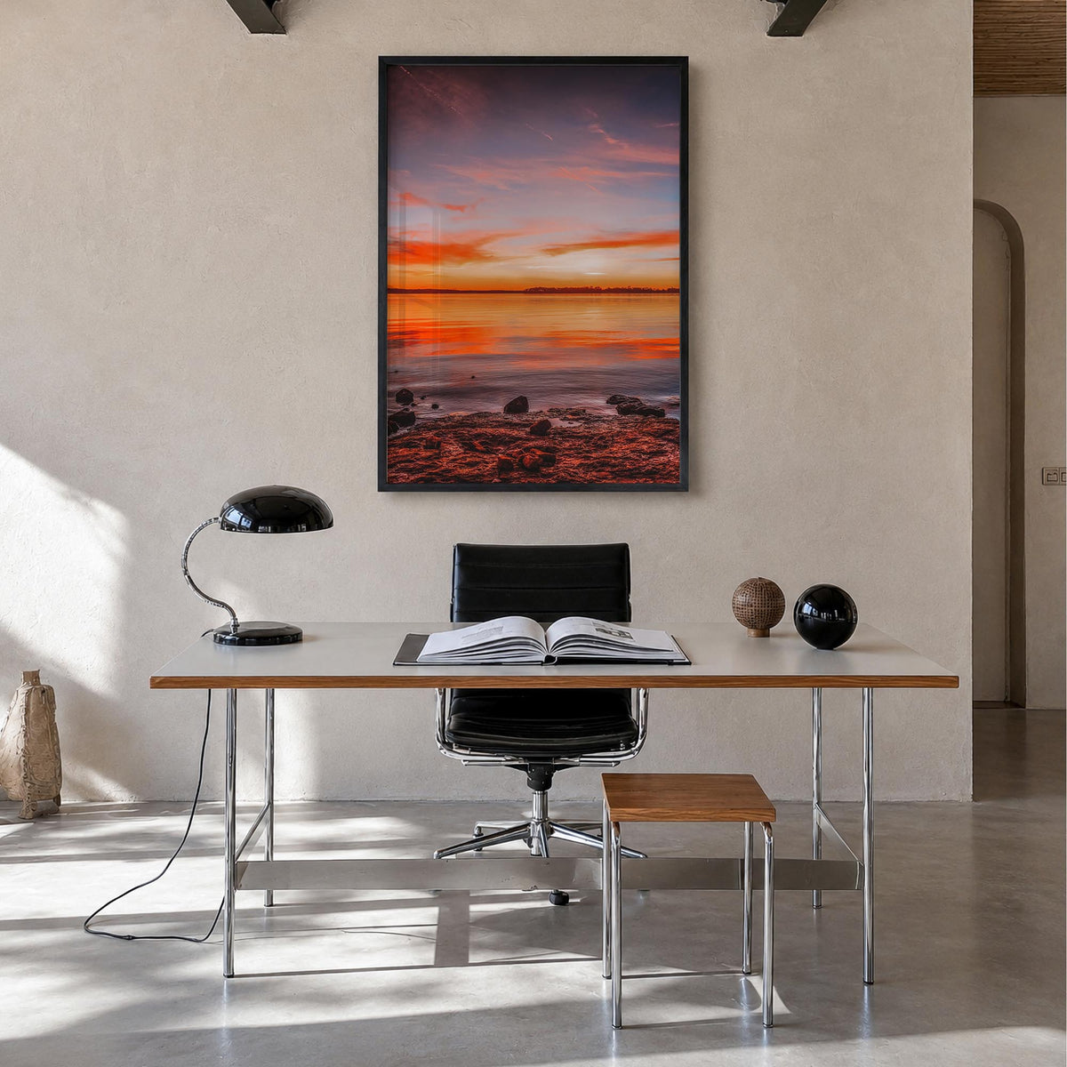 Norman no. 1 colorful photo poster of Oklahoma, USA – vertical wall art in black wood frame, hanging on wall