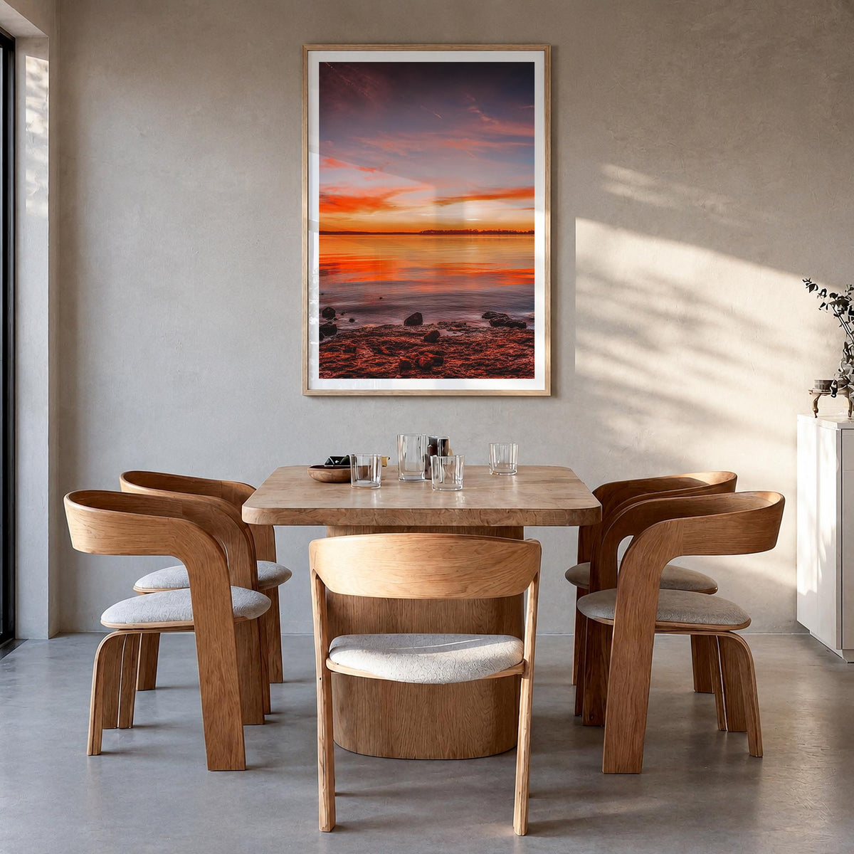 Norman no. 1 colorful photo poster of Oklahoma, USA – vertical wall art in natural wood frame with white border, hanging on w