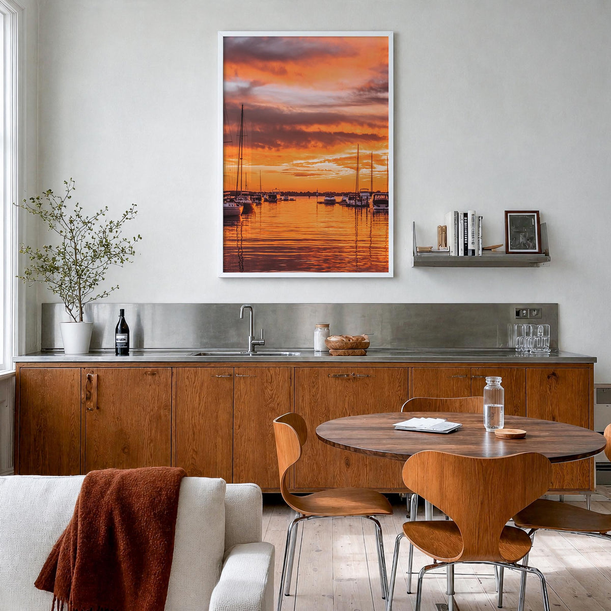 Norman no. 2 colorful photo poster of Oklahoma, USA – vertical wall art in white wood frame, hanging on wall