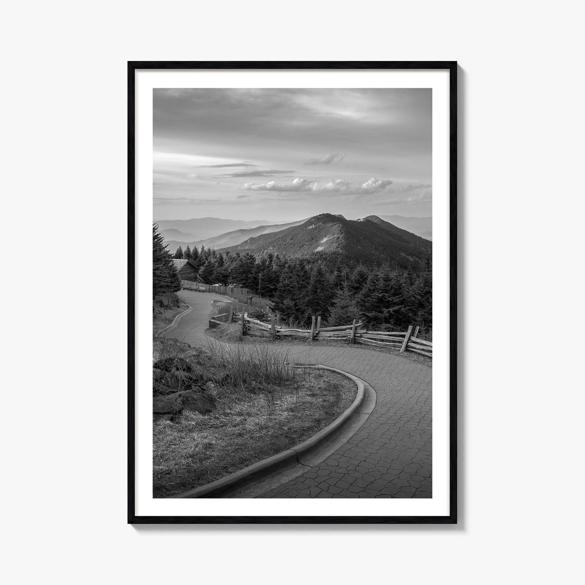 North Carolina no. 2 black & white photo poster of United States – vertical wall art, unframed print shown in interior mockup