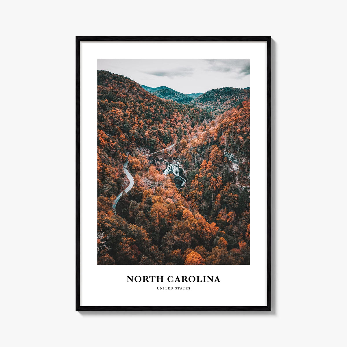 North Carolina no. 3 colorful classic poster of United States – vertical wall art, unframed print shown in interior mockup