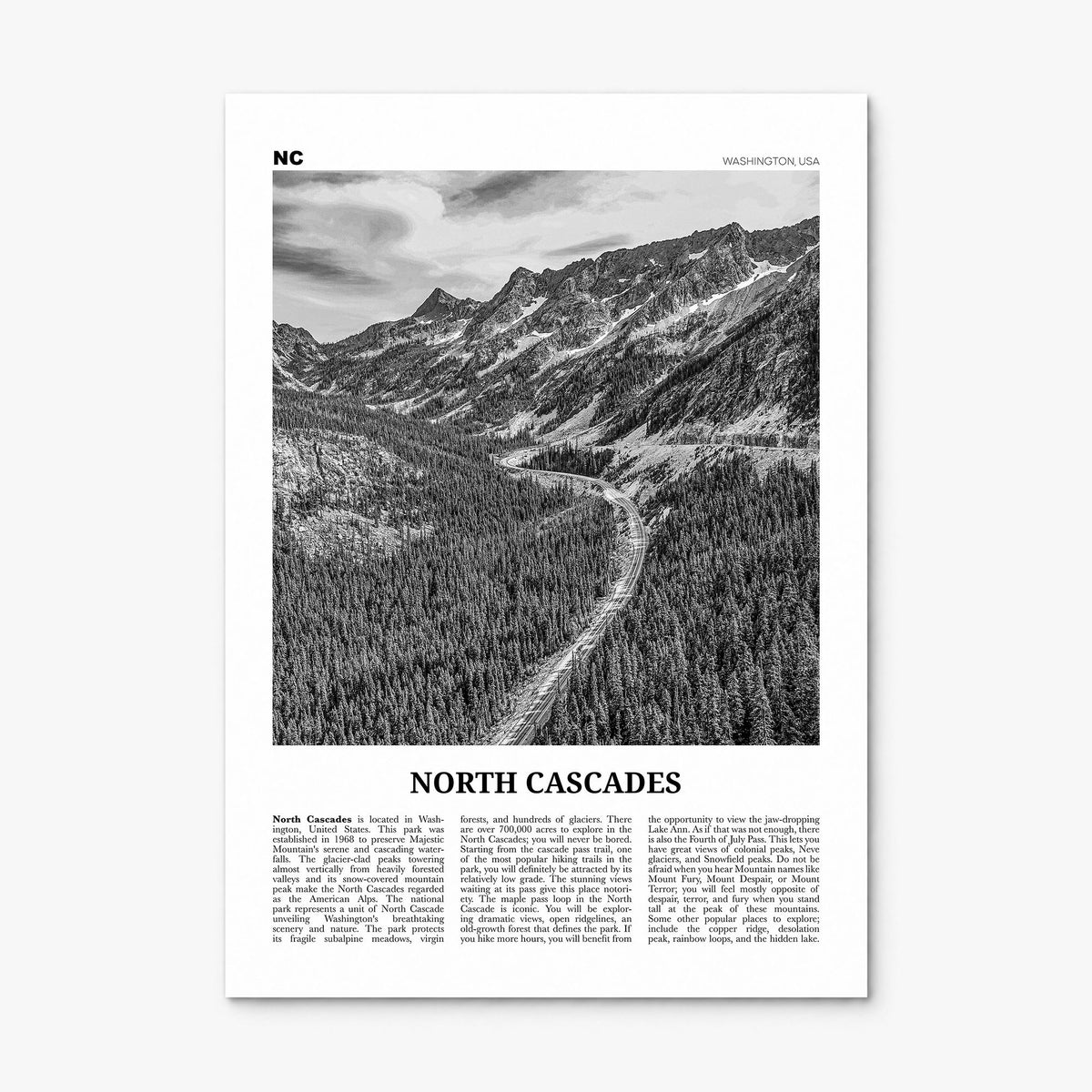North Cascades National Park Newspaper Poster, print only (unframed)