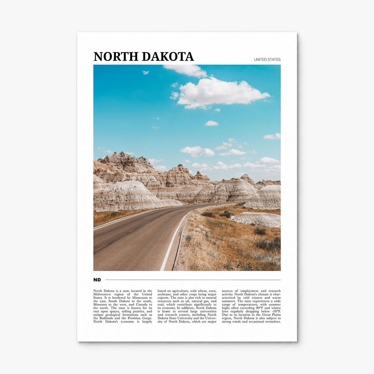 North Dakota Travel Poster, print only (unframed)