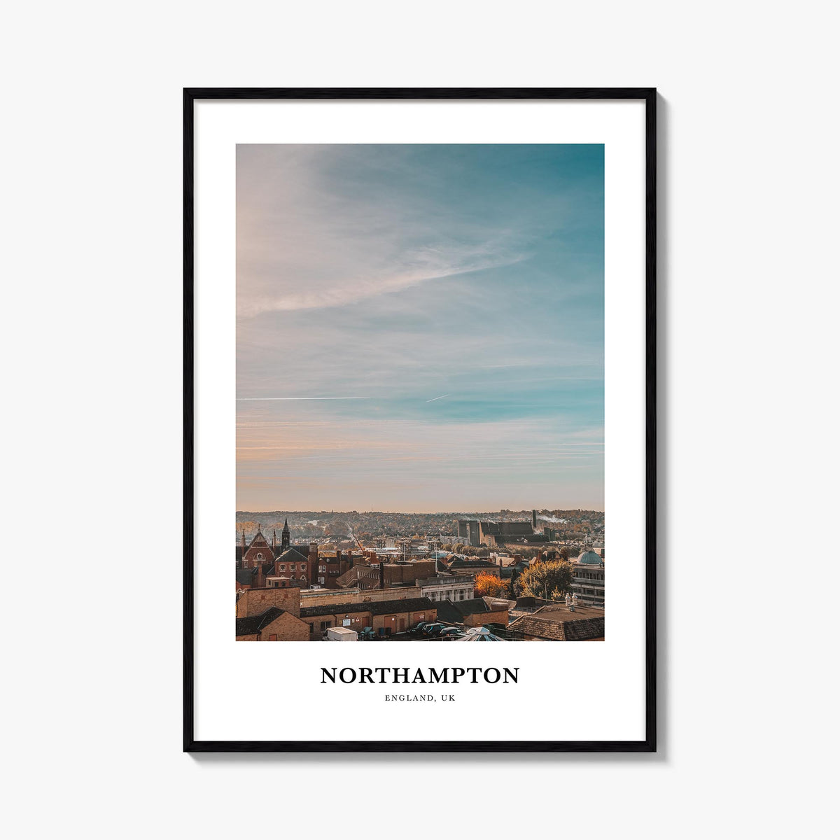 Northampton colorful classic poster of United Kingdom – vertical wall art, unframed print shown in interior mockup