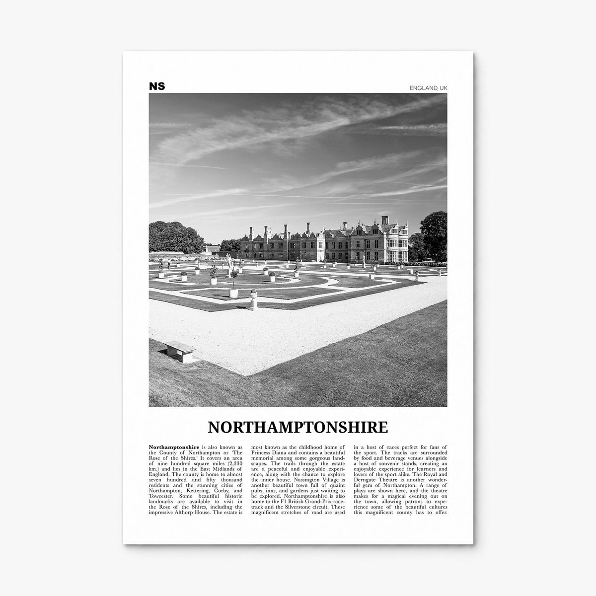 Northamptonshire Newspaper Poster, print only (unframed)