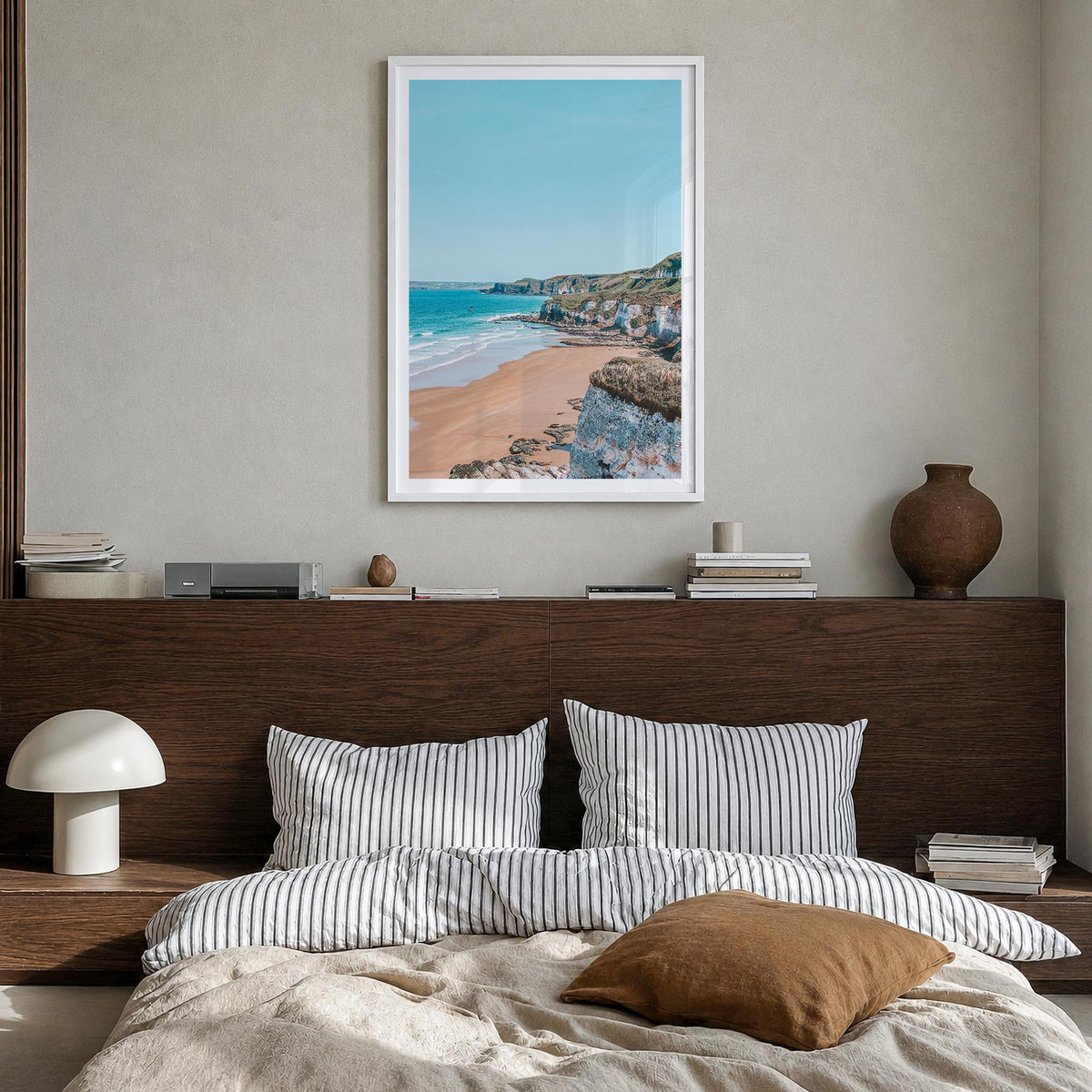 Northern Ireland colorful photo poster of United Kingdom – vertical wall art in white wood frame with white border, hanging o