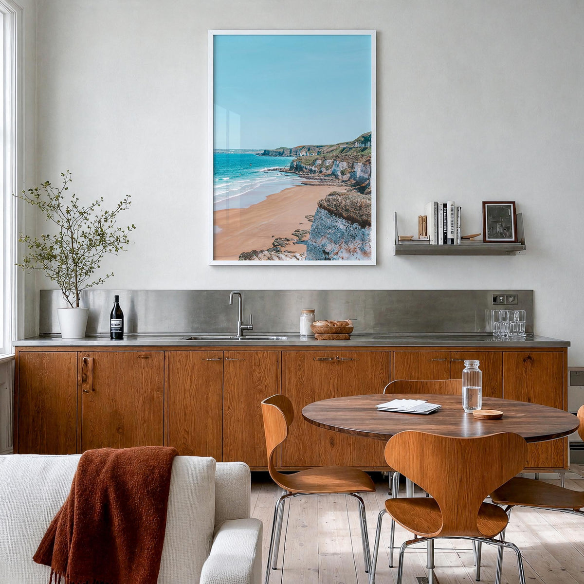 Northern Ireland colorful photo poster of United Kingdom – vertical wall art in white wood frame, hanging on wall
