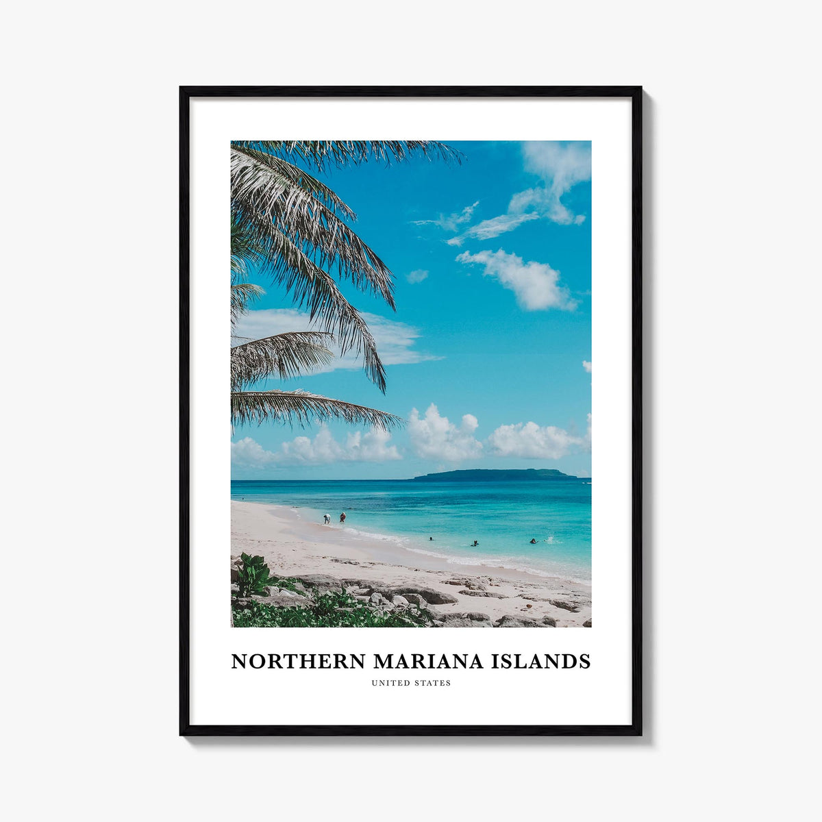 Northern Mariana Islands colorful classic poster of Oceania – vertical wall art, unframed print shown in interior mockup