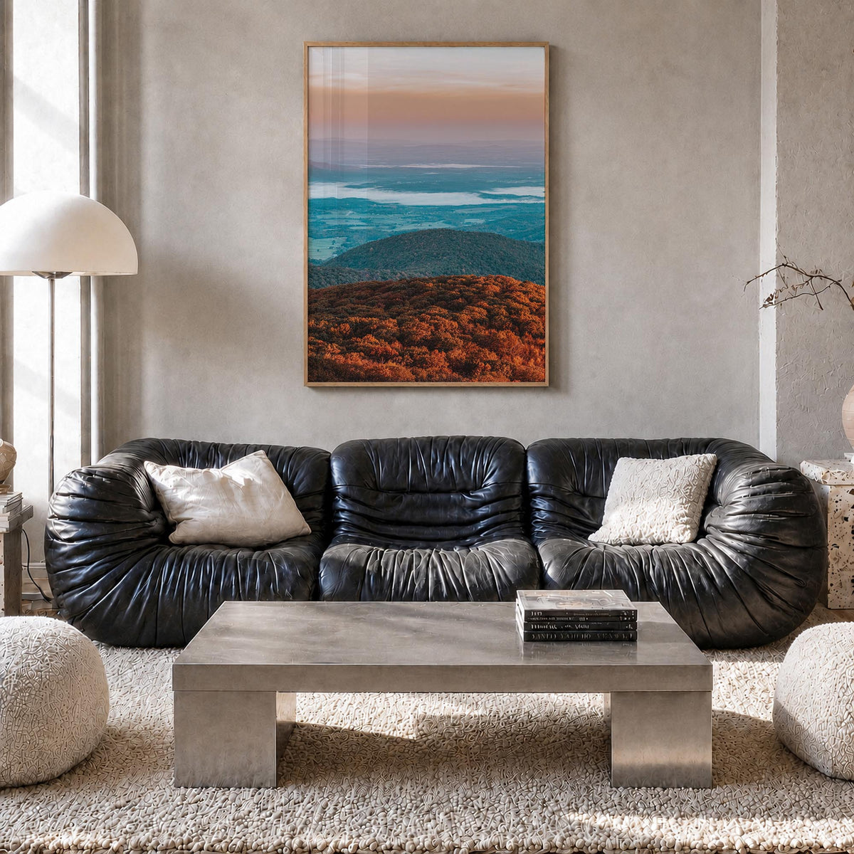 Northern Virginia colorful photo poster of Virginia, USA – vertical wall art in natural wood frame, hanging on wall
