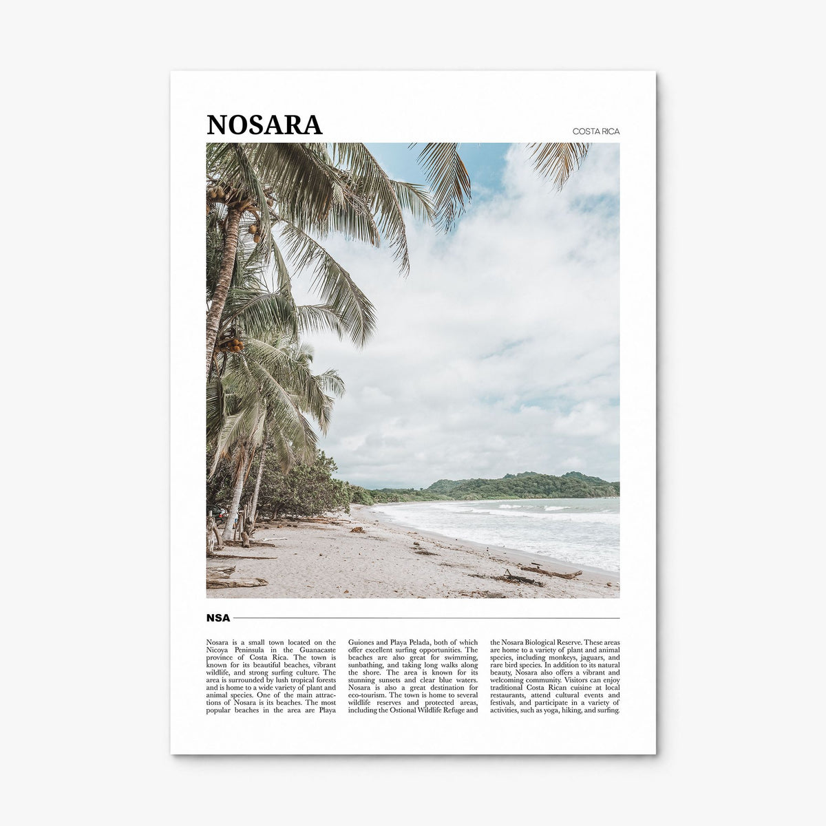 Nosara Travel Poster, print only (unframed)