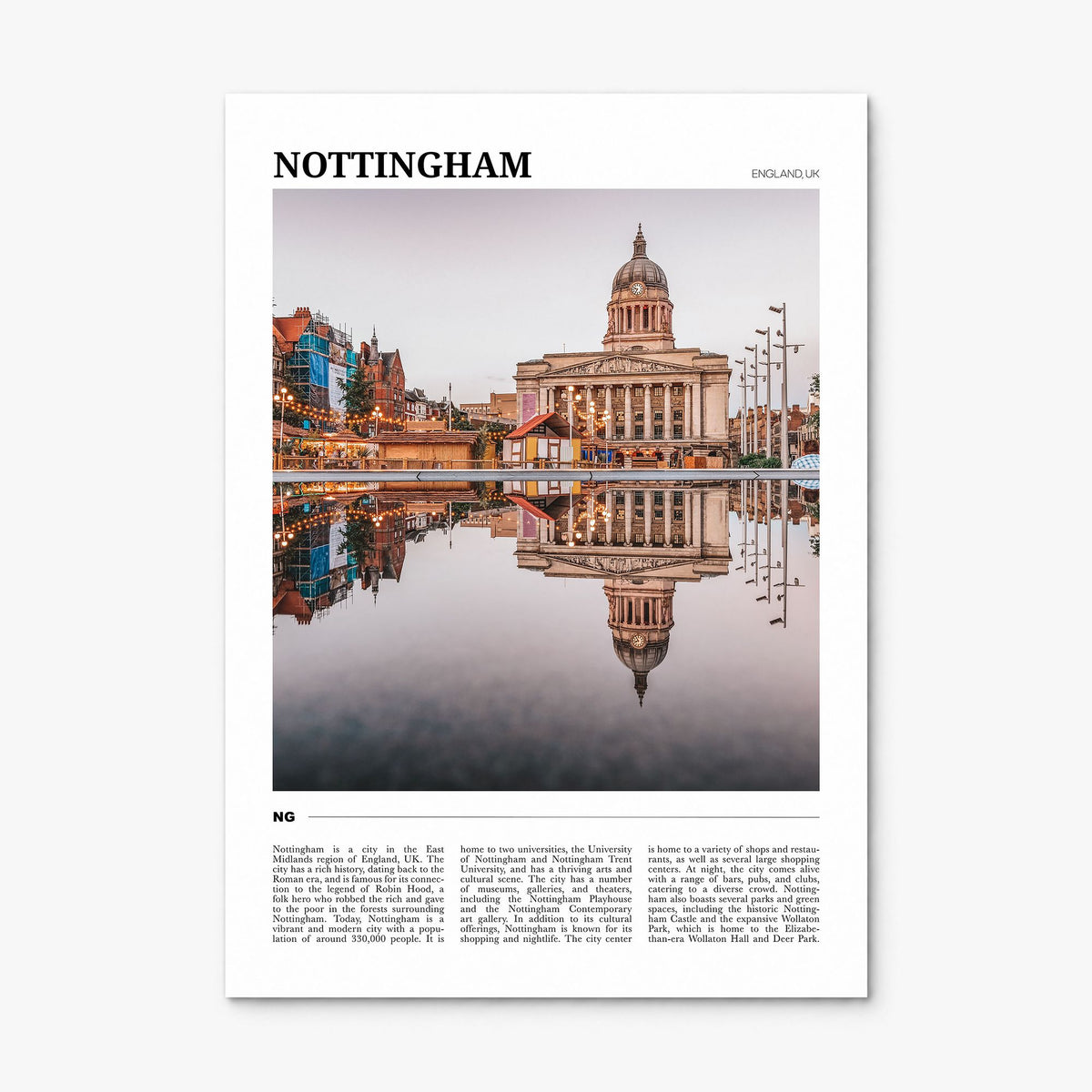 Nottingham Travel Poster, print only (unframed)