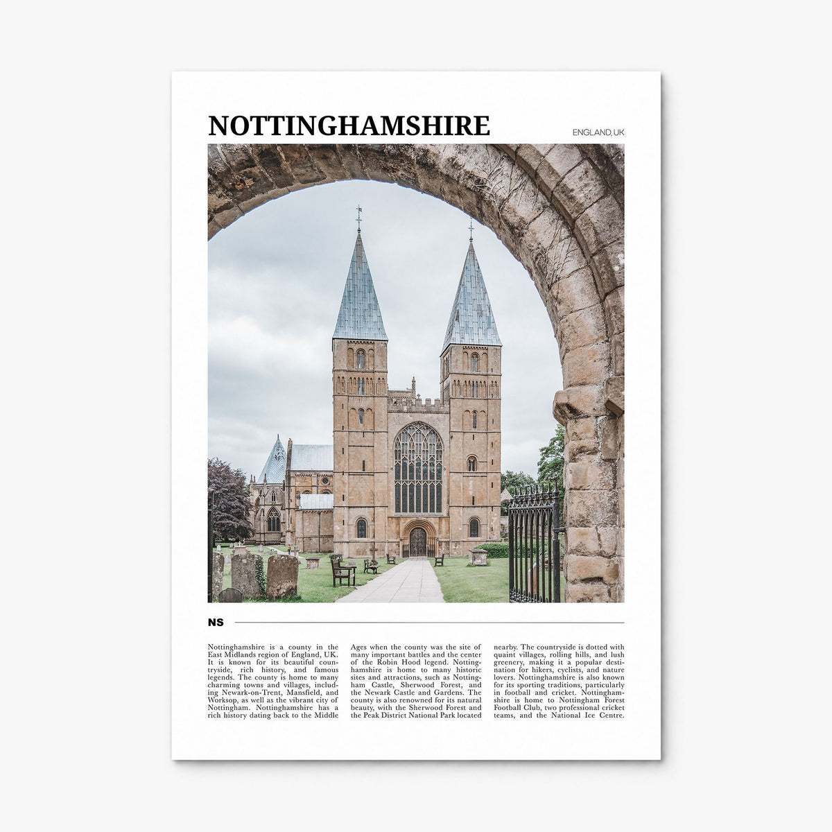 Nottinghamshire Travel Poster, print only (unframed)