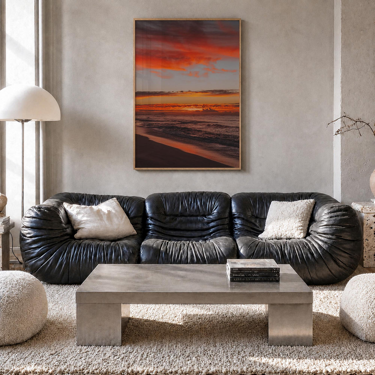 O‘ahu no. 2 colorful photo poster of Hawaii, USA – vertical wall art in natural wood frame, hanging on wall