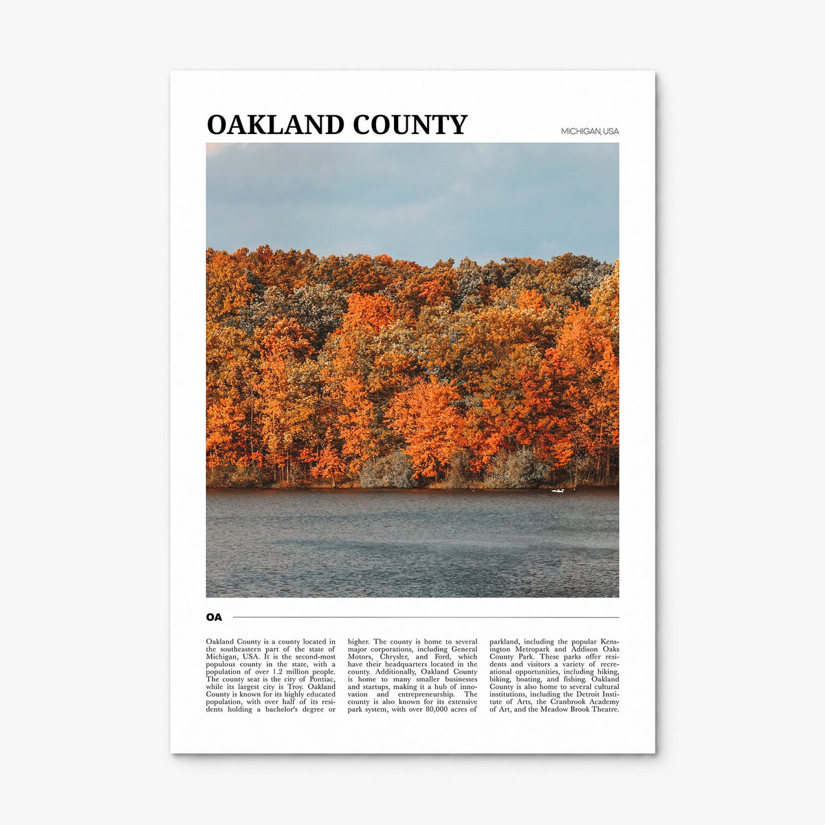 Oakland County Travel Poster, print only (unframed)