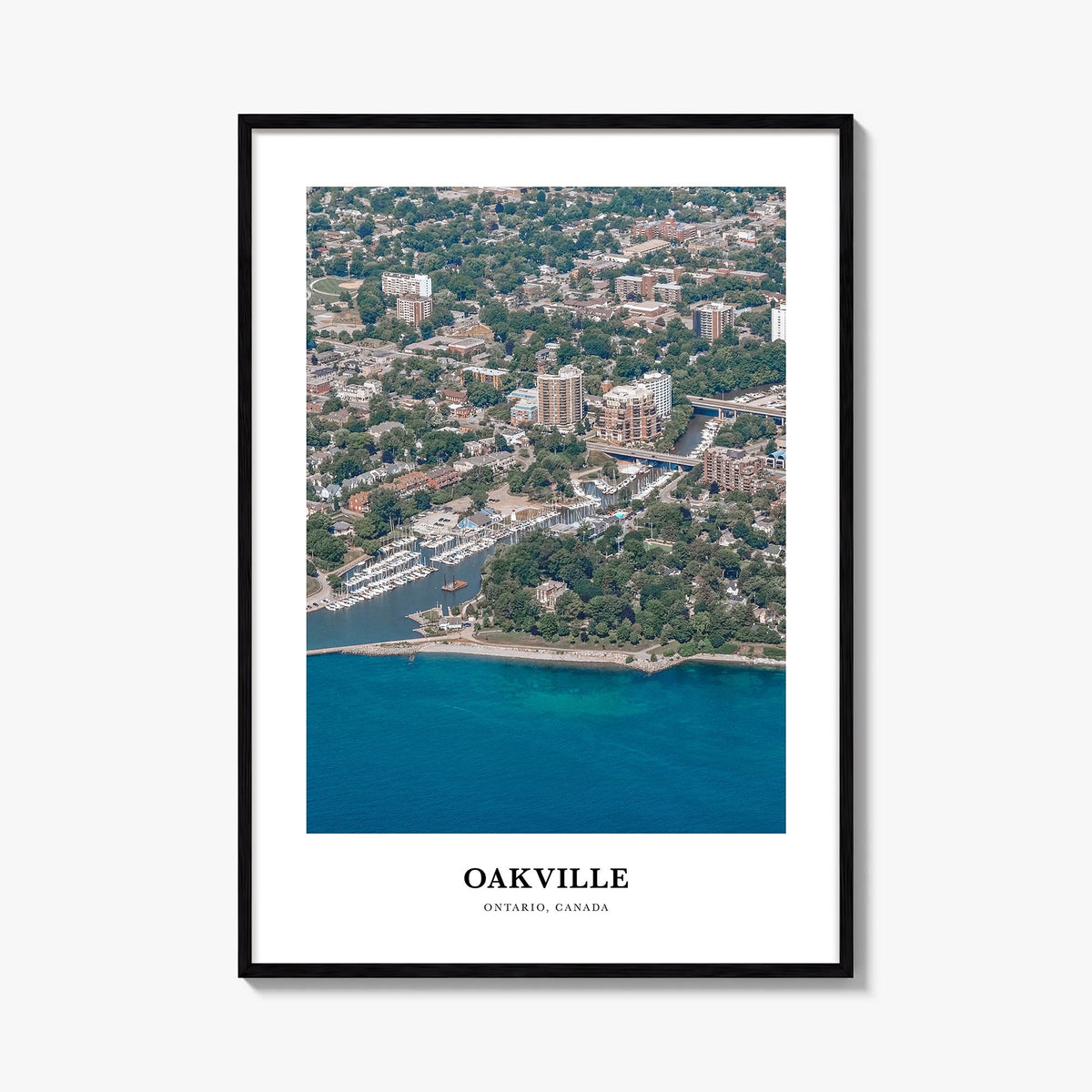 Oakville colorful classic poster of Ontario, Canada – vertical wall art, unframed print shown in interior mockup