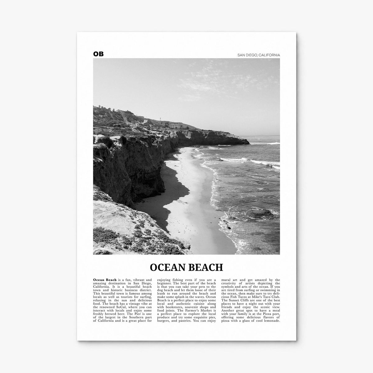 Ocean Beach Newspaper Poster, print only (unframed)