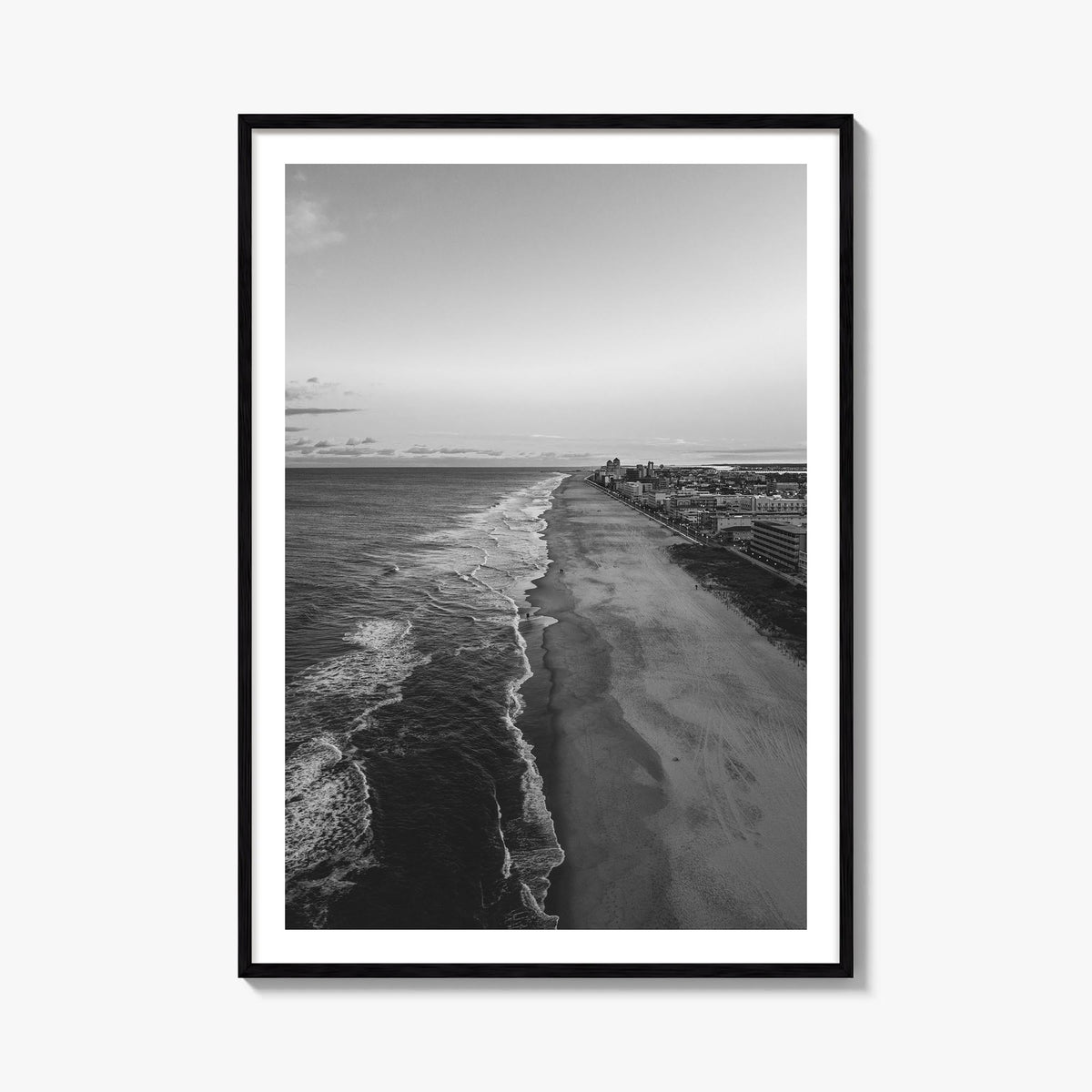 Ocean City, Maryland no. 2 black & white photo poster of Maryland, USA – vertical wall art, unframed print shown in interior