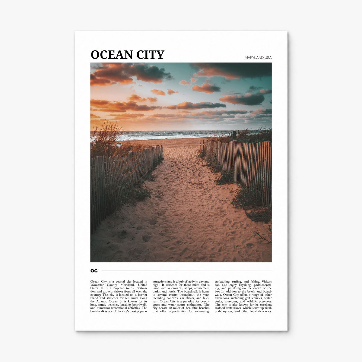 Ocean City, Maryland Travel Poster, print only (unframed)