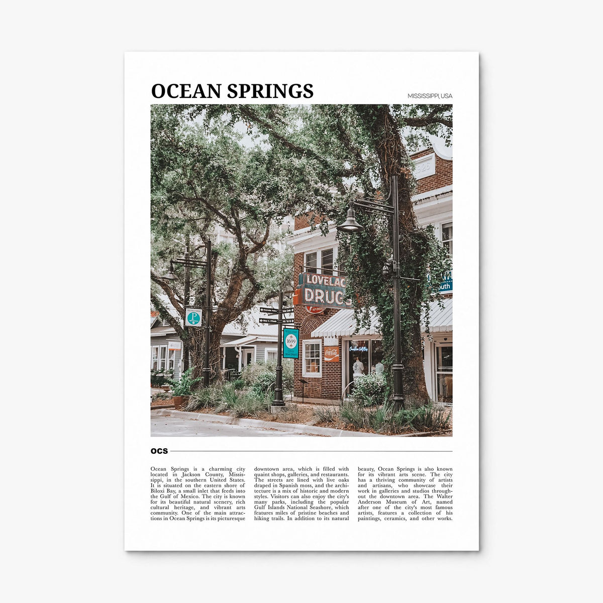 Ocean Springs Travel Poster, print only (unframed)
