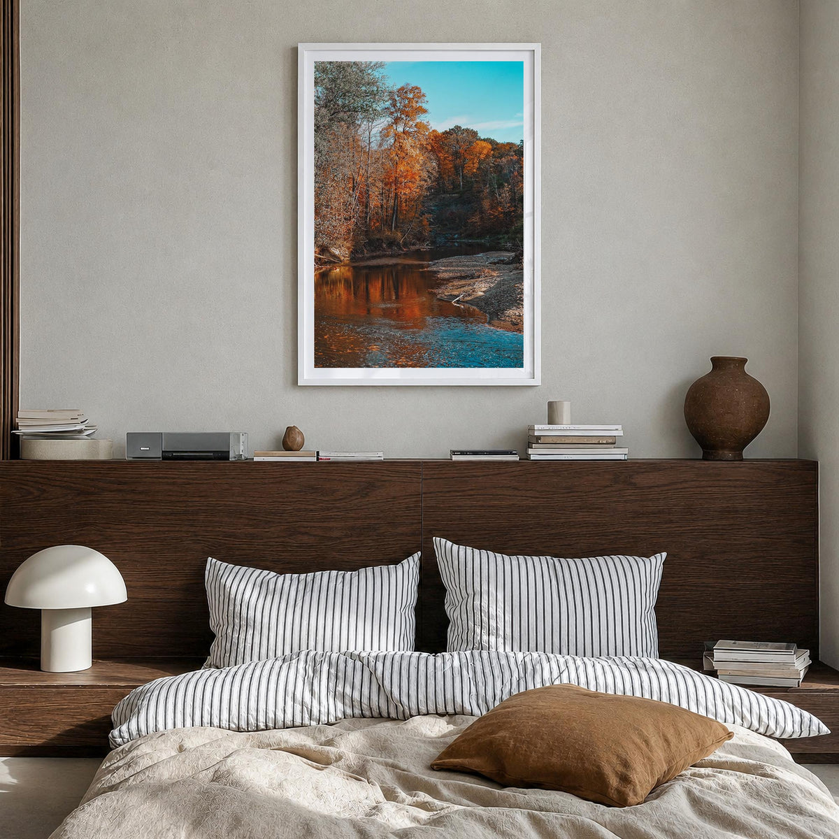 Ohio no. 1 colorful photo poster of United States – vertical wall art in white wood frame with white border, hanging on wall