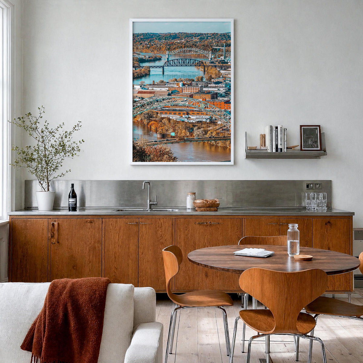 Ohio no. 2 colorful photo poster of United States – vertical wall art in white wood frame, hanging on wall