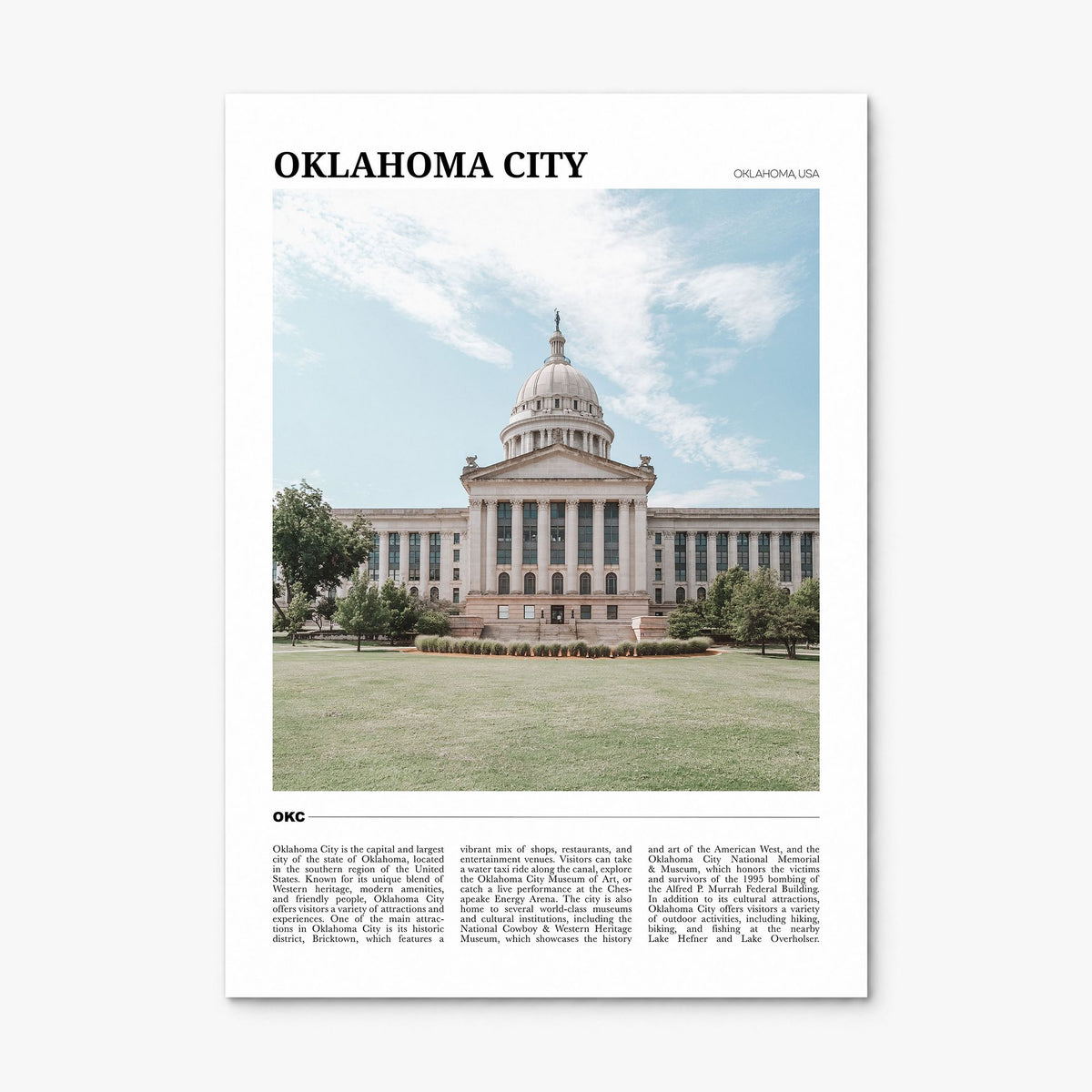 Oklahoma City Travel No 2 Poster, print only (unframed)