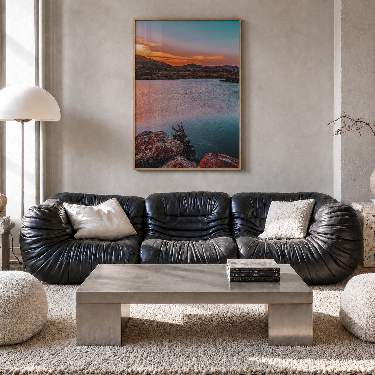 Oklahoma no. 1 colorful photo poster of United States – vertical wall art in natural wood frame, hanging on wall