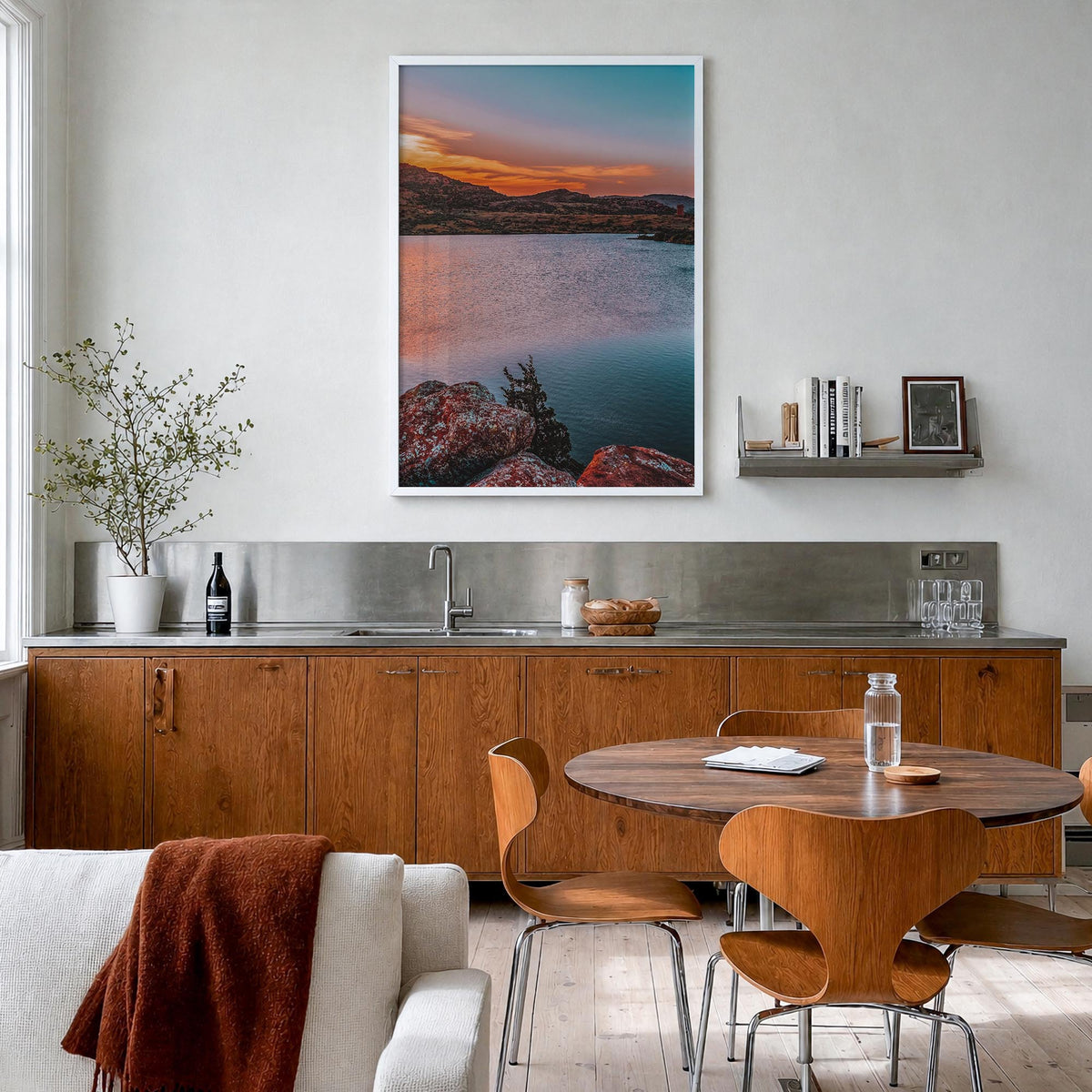 Oklahoma no. 1 colorful photo poster of United States – vertical wall art in white wood frame, hanging on wall