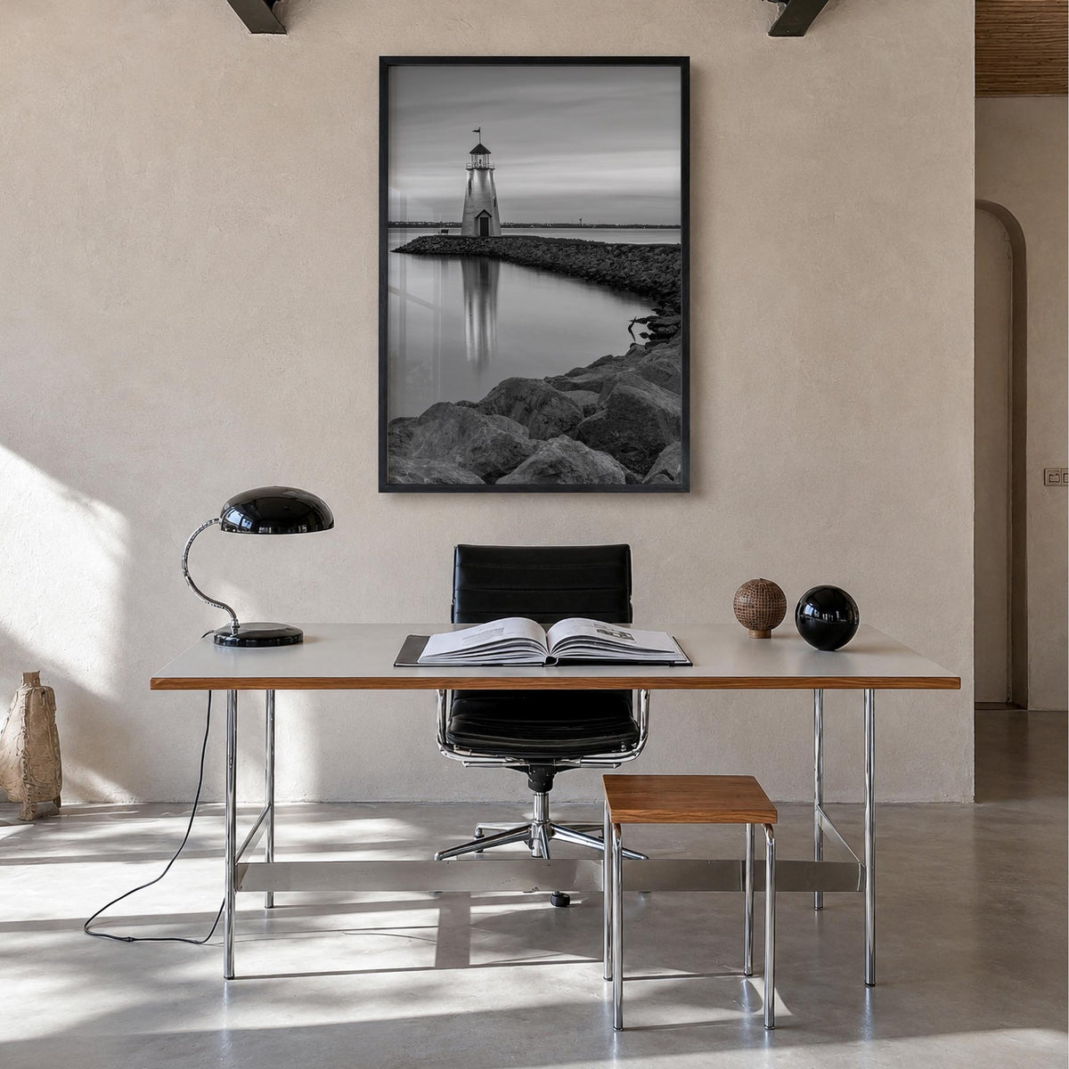 Oklahoma no. 2 black & white photo poster of United States – vertical wall art in black wood frame, hanging on wall