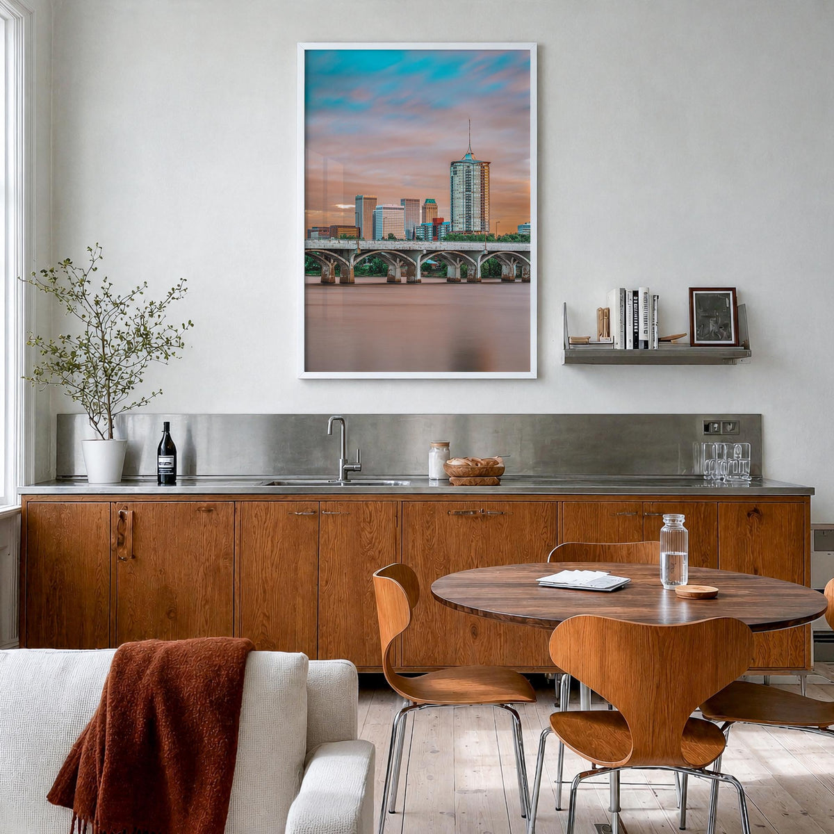 Oklahoma no. 2 colorful photo poster of United States – vertical wall art in white wood frame, hanging on wall