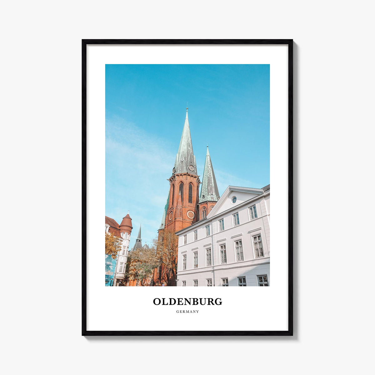 Oldenburg colorful classic poster of Germany – vertical wall art, unframed print shown in interior mockup