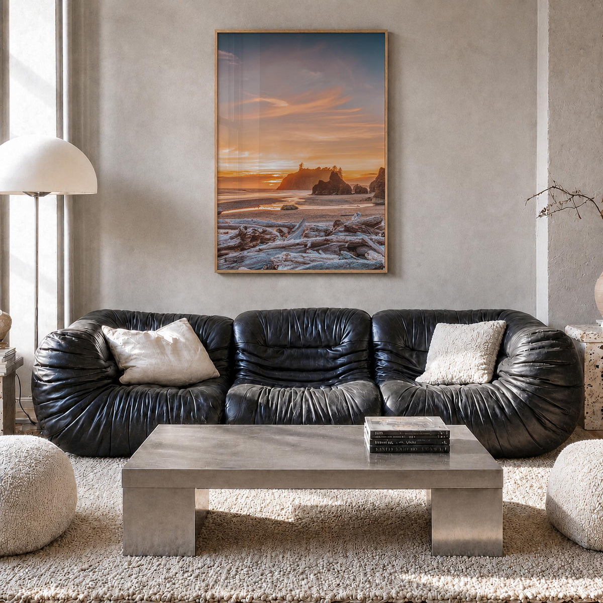 Olympic National Park colorful photo poster of Washington, USA – vertical wall art in natural wood frame, hanging on wall