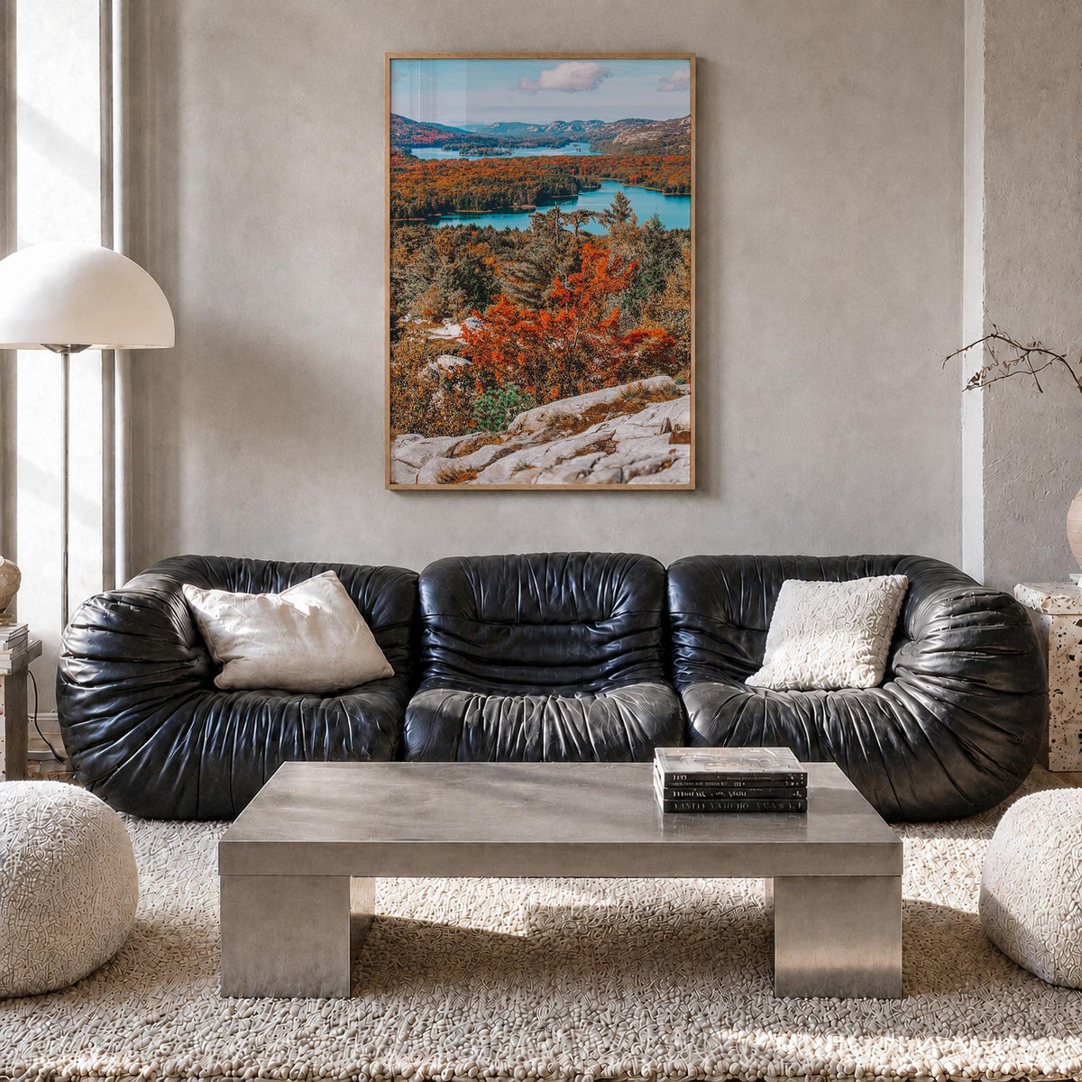 Ontario colorful photo poster of Canada – vertical wall art in natural wood frame, hanging on wall