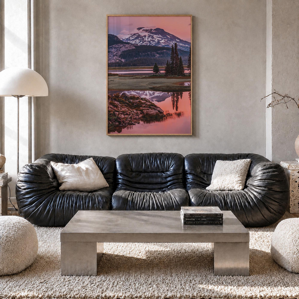 Oregon no. 2 colorful photo poster of United States – vertical wall art in natural wood frame, hanging on wall