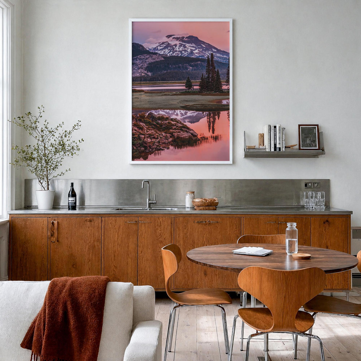 Oregon no. 2 colorful photo poster of United States – vertical wall art in white wood frame, hanging on wall