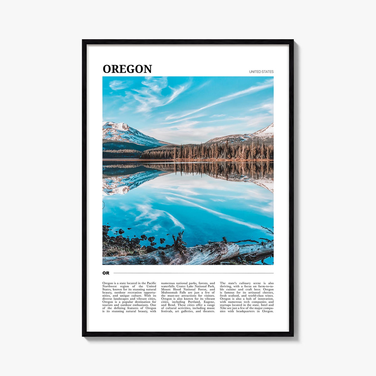 Oregon no. 2 colorful travel poster of United States – vertical wall art, unframed print shown in interior mockup
