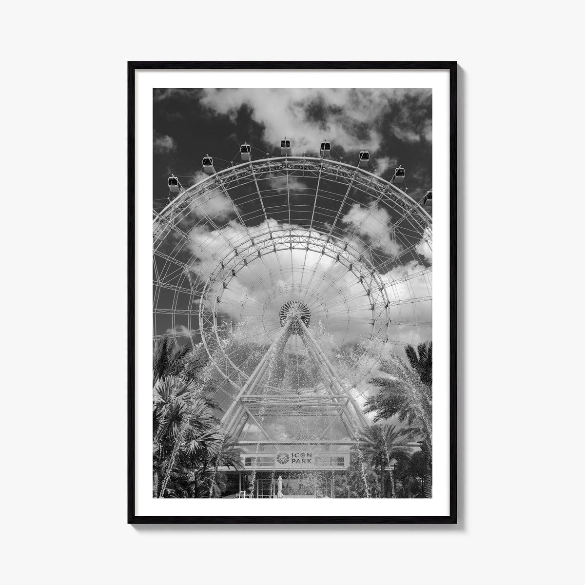 Orlando no. 2 black & white photo poster of Florida, USA – vertical wall art, unframed print shown in interior mockup