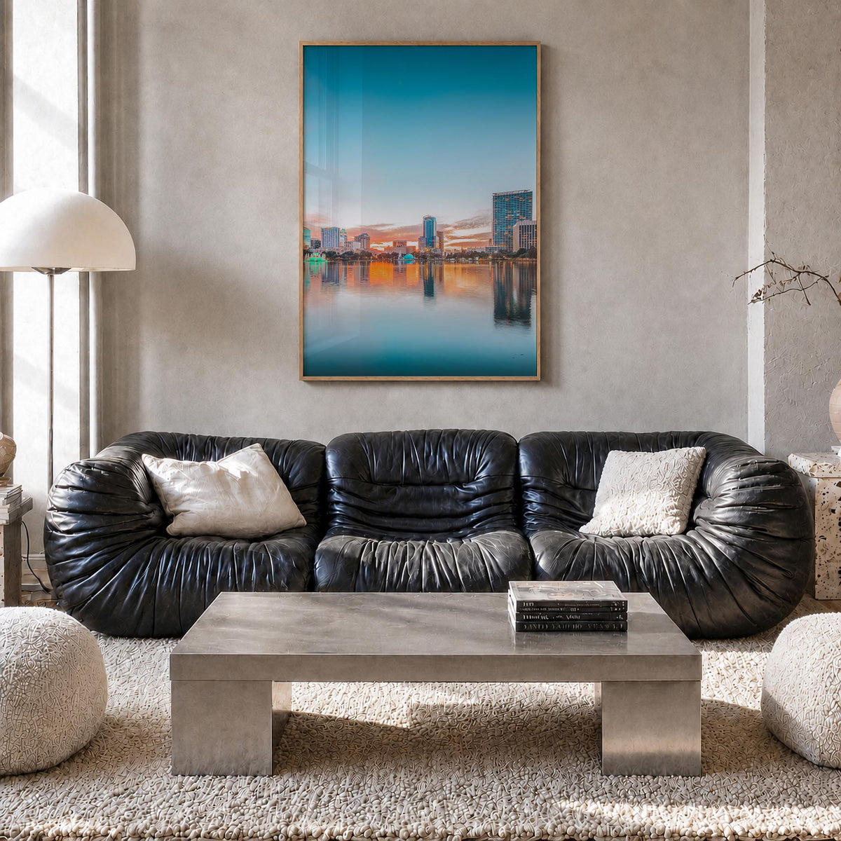 Orlando no. 2 colorful photo poster of Florida, USA – vertical wall art in natural wood frame, hanging on wall