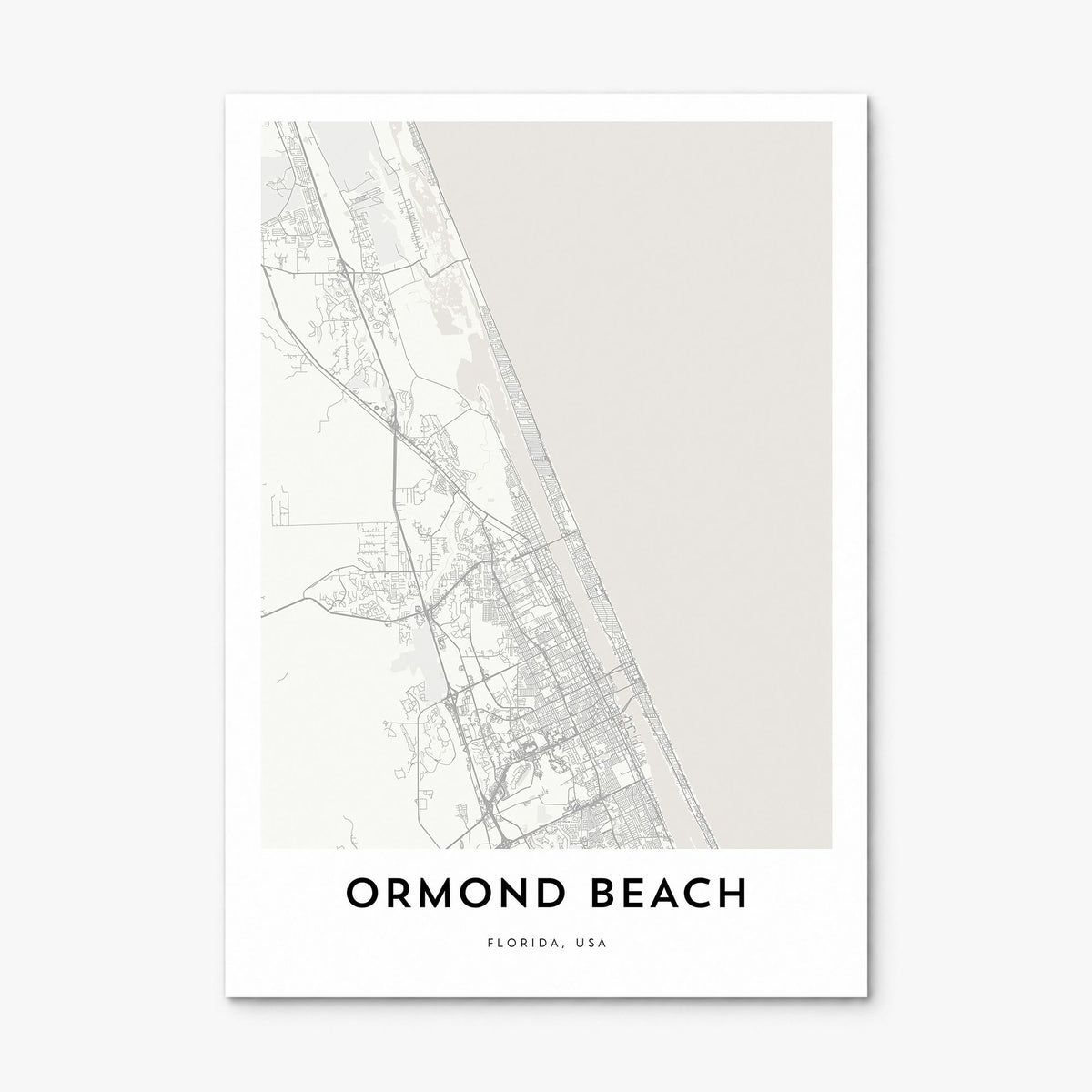 Ormond Beach Map Poster, print only (unframed)