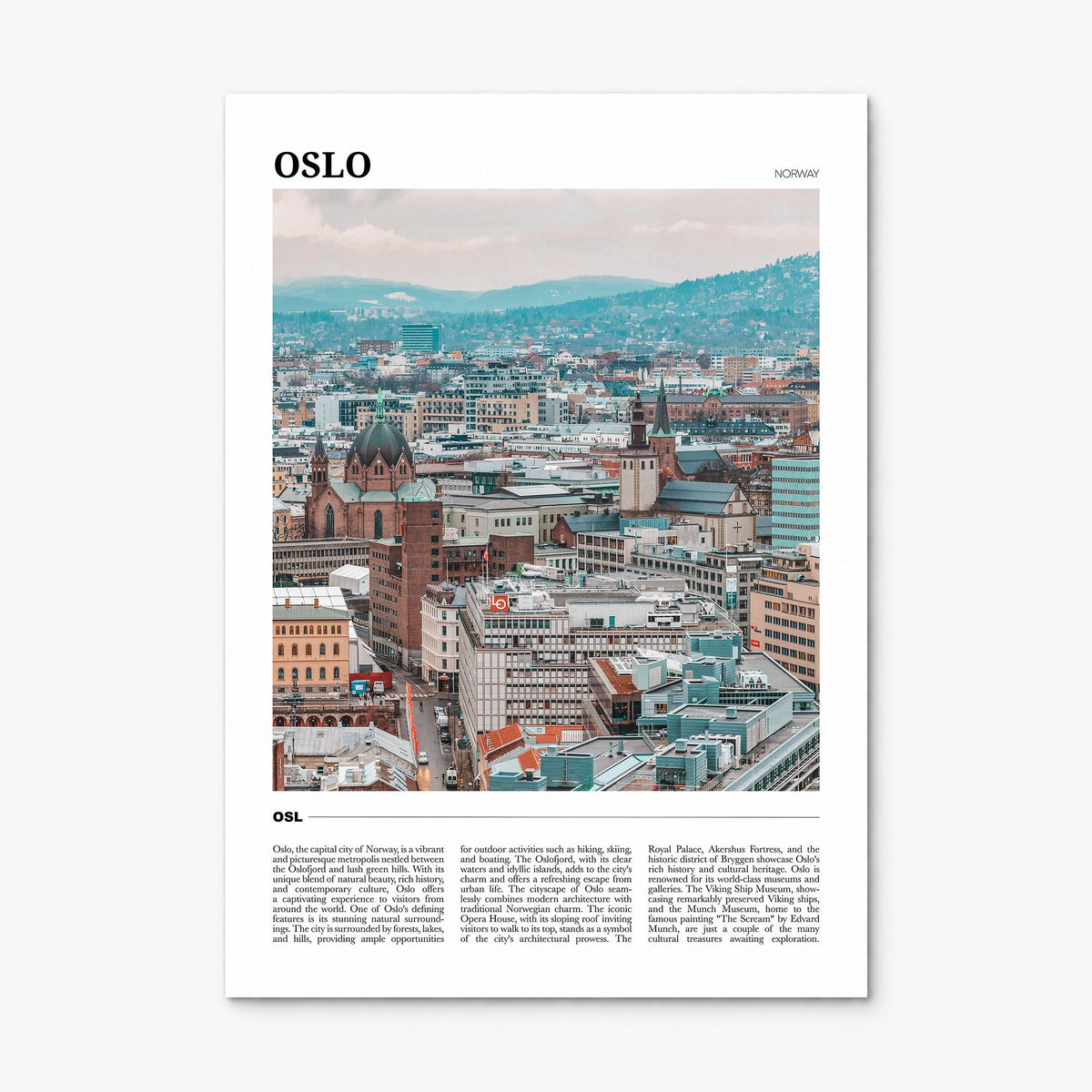 Oslo Travel Poster, print only (unframed)