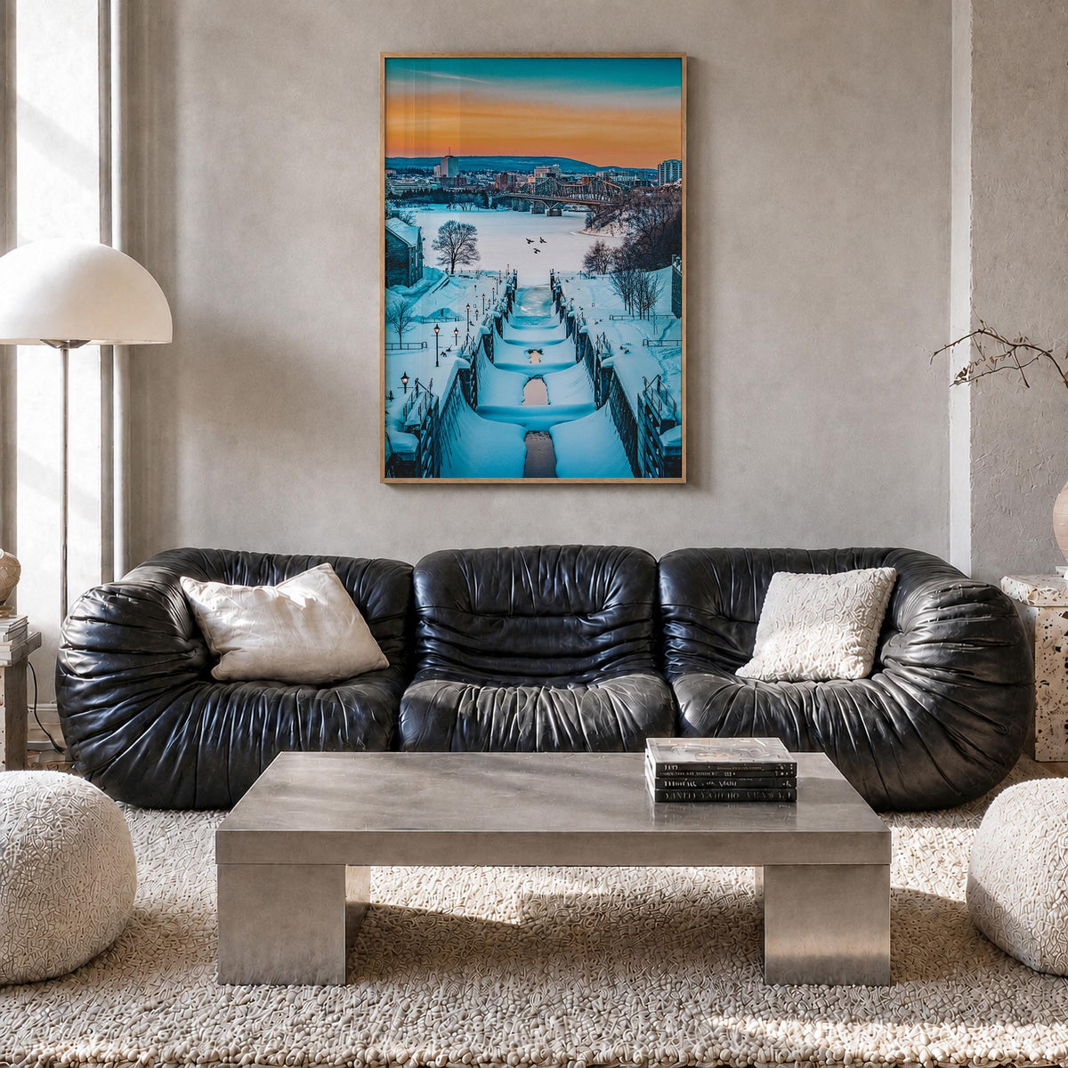 Ottawa no. 3 colorful photo poster of Ontario, Canada – vertical wall art in natural wood frame, hanging on wall