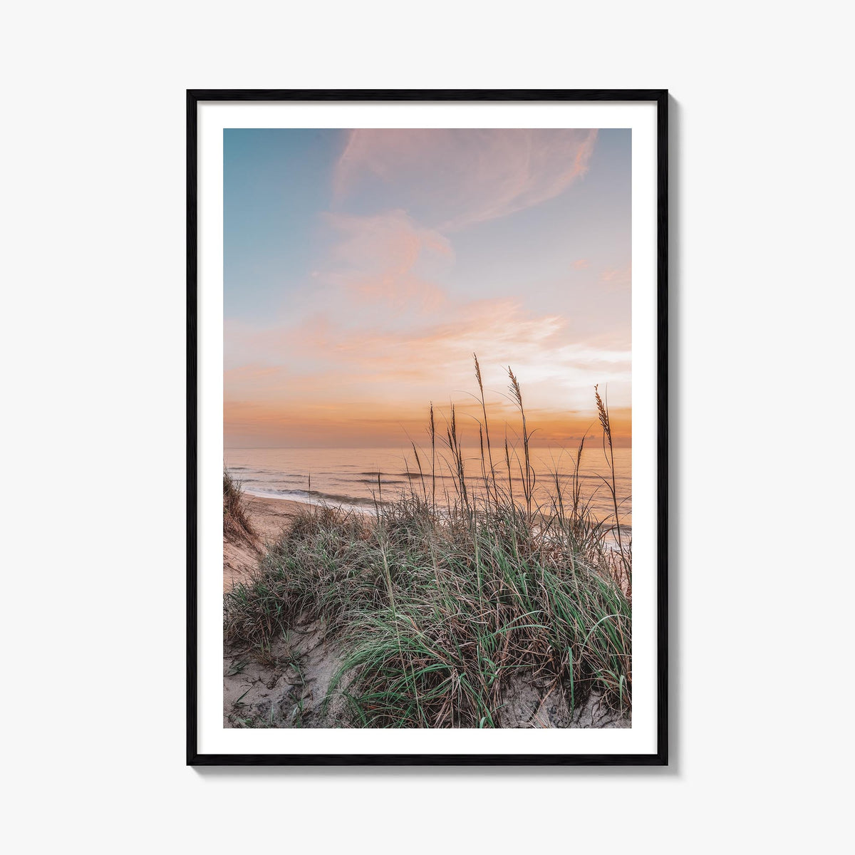 Outer Banks no. 1 colorful photo poster of North Carolina & Virginia, USA – vertical wall art, unframed print shown in interi