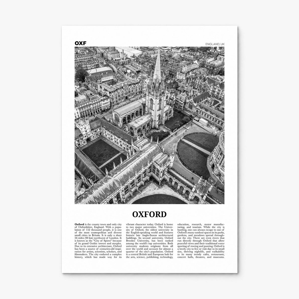 Oxford, England Newspaper Poster, print only (unframed)