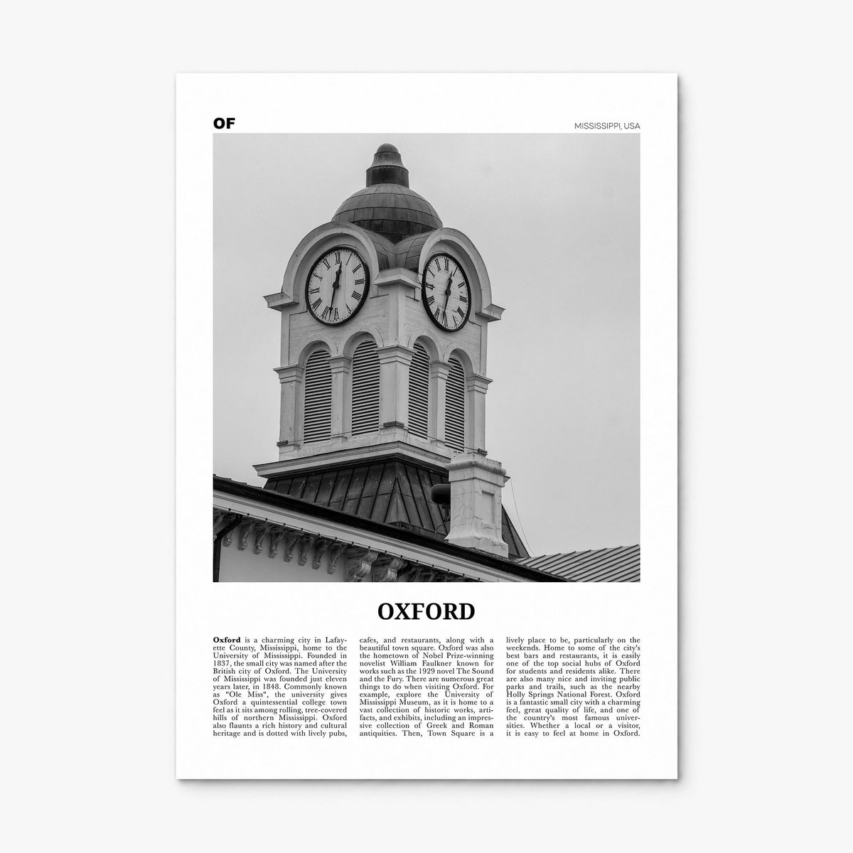 Oxford, Mississippi Newspaper Poster, print only (unframed)