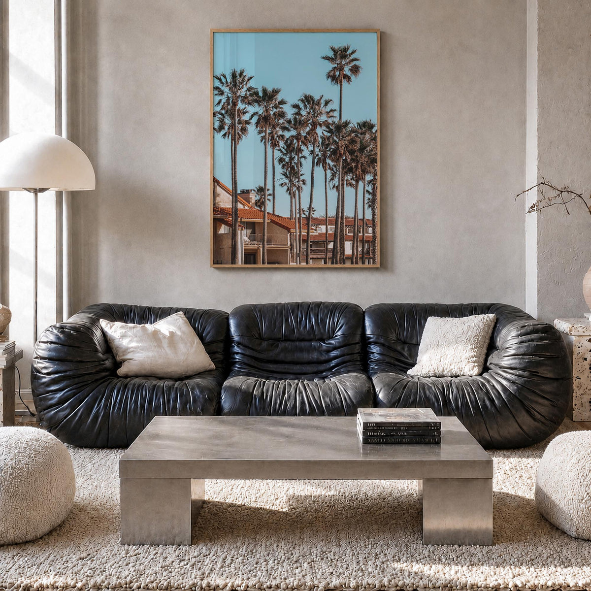 Oxnard colorful photo poster of California, USA – vertical wall art in natural wood frame, hanging on wall