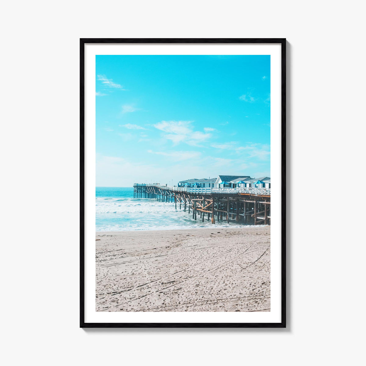 Pacific Beach no. 1 colorful photo poster of San Diego, California – vertical wall art, unframed print shown in interior mock