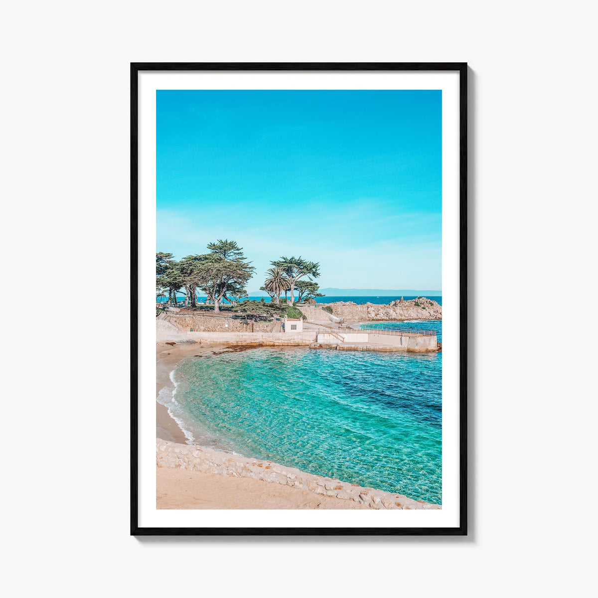 Pacific Grove colorful photo poster of California, USA – vertical wall art, unframed print shown in interior mockup