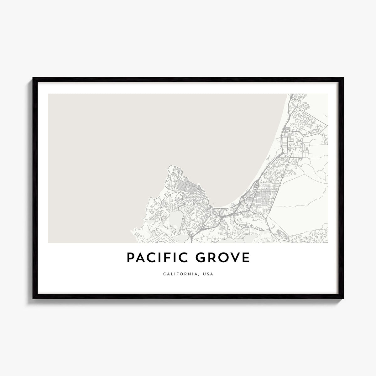 Pacific Grove Map Poster, framed poster mockup