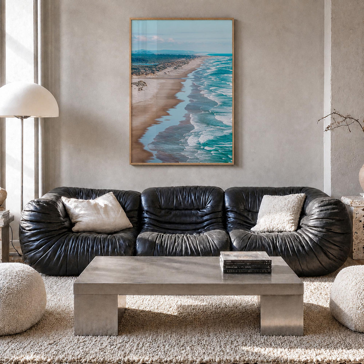 Pacific Northwest colorful photo poster of United States & Canada – vertical wall art in natural wood frame, hanging on wall