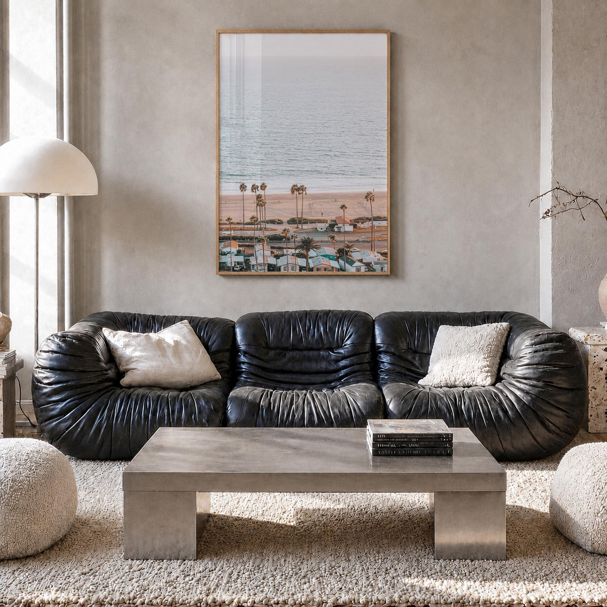 Pacific Palisades no. 3 colorful photo poster of Los Angeles, California – vertical wall art in natural wood frame, hanging o